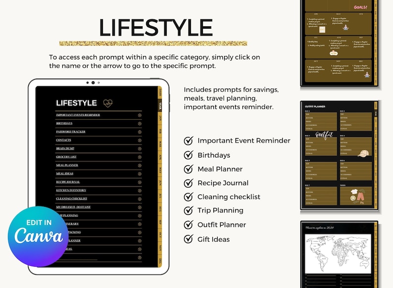 PLR Planner, Canva Planner, Editable Journal Planner Canva Editable Planner