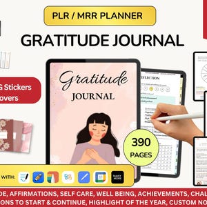 Gratitude Planner, Gratitude Goodnotes, Gratitude Journal, Minimalist Planner, PLR Planner, Plr Journals, Done for you, Dfy Journal