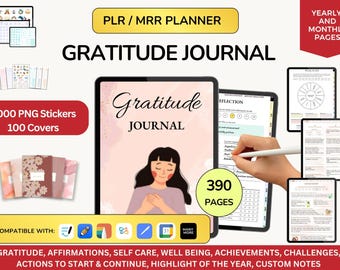 PLR Gratitude Planner, Gratitude Goodnotes, Gratitude Journal, Minimalist Planner, PLR Planner, Plr Journals, Done for you, Dfy Journal MRR