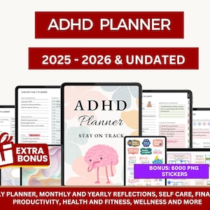 PLR Adhd Life Planner 2025- 2026, ADHD Daily planner, ADHD Workbook, Adult Adhd Planner Adhd Daily Planner Neurodivergent Planner Adhd Gifts
