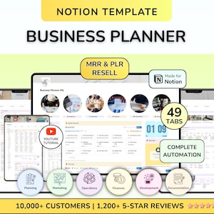 PLR Notion ビジネスプランナー マーケティング オペレーション 財務 Notion テンプレート Notion ダッシュボード CRM プロジェクト管理 デジタル製品