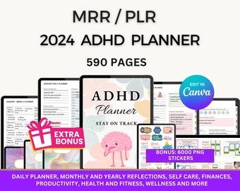 MRR Plr Adhd Planner, PLR Planners, Done for you planner, Plr Digital Planner, Adhd Planner PLR