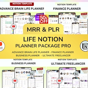 PLR Life Notion Planner Bundle Notion Dashboard Advanced Second Brain Notion Template Finance Notion Business Notion PLR Digital Product