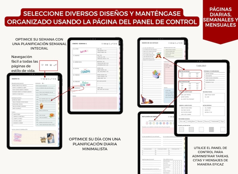 PLR planificador digital, agenda digital, calendario digital, organizador digital, planificador interactivo, diario digital, Spanish Planner