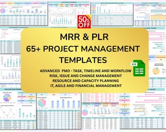 65 Project Management Templates, Project Planner, Project Templates, Gantt Chart,  Kanban, Project Tracker, Project Task Tracker