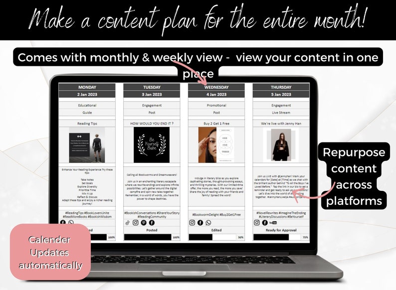Commercial Use Social Media Content Calendar PLR Marketing Planner