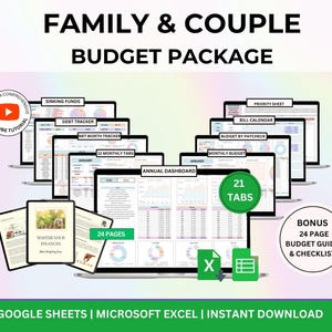 Family Budget Planner Couples Budget Spreadsheet Excel Google Sheets Budget Bill Calendar Household Budget Finance Budget Excel template