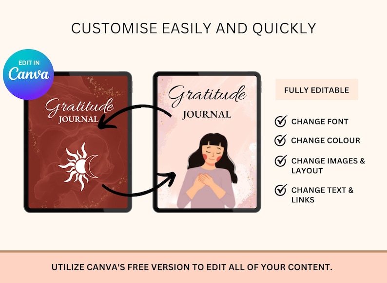 Gratitude Planner, Gratitude Goodnotes, Gratitude Journal, Minimalist Planner, PLR Planner, Plr Journals, Done for you, Dfy Journal