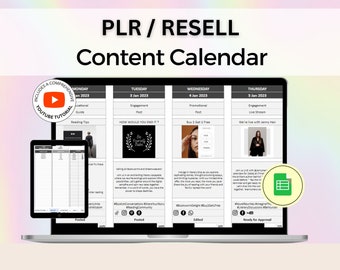 MRR Plr Social Media Planner and Calendar Content Planner Virtual Assistant PLR Social media Content, PLR Google Spreadsheet Content Creator