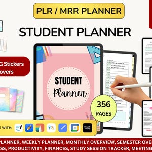 PLR Student Planner,  Hyperlinked PLR Journals, Plr Notebook, Student Life Planner, Digital Student Planner, Digital Notebook, PLR Planner
