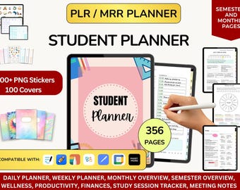 PLR Student Planner,  Hyperlinked PLR Journals, Plr Notebook, Student Life Planner, Digital Student Planner, Digital Notebook, PLR Planner