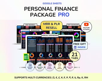 PLR Annual Budget Spreadsheet google sheets budget tracker budget dashboard financial planner budget planner spending tracker