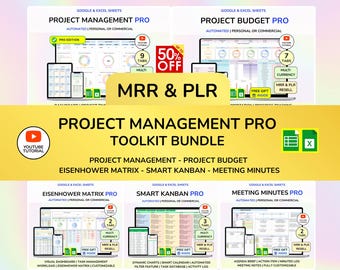 Project Management Pro Project Budget Kanban Board Gantt Chart Project Planner Eisenhover Matrix Decision Matrix Digital Product Download