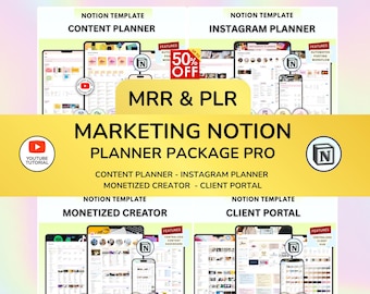PLR Marketing Notion Creator Planner Client Portal Marketing Planner Social Media Planner Content Creator Virtual Assistant Instagram TikTok