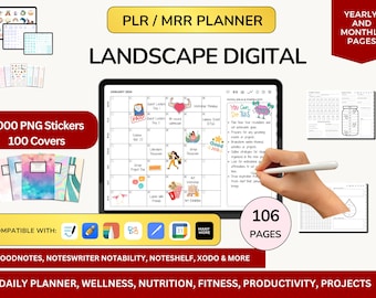 PLR Resell Digital Planner, Landscape Planner, Canva Editable Planners, Plr Planners, Plr Digital Planner MRR, Digital Product
