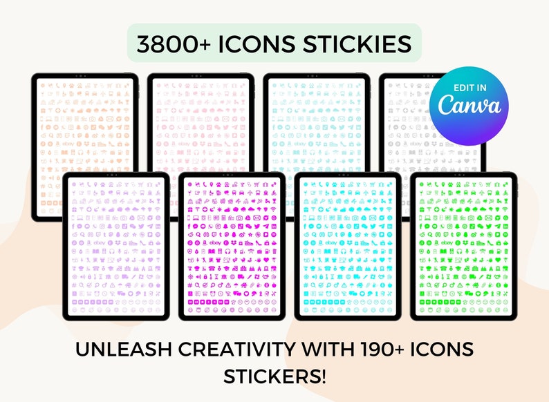PLR Digital Stickers, Commercial Use, Resell Digital Stickers, Canva