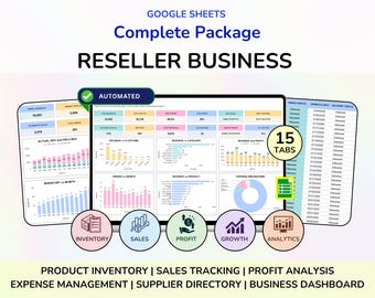 Reseller Spreadsheet Template, Resale Business Planner, Reseller Bookkeeping, Product Inventory Management, Reseller Tools Reseller Tracker