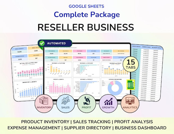 Reseller Spreadsheet Template, Resale Business Planner, Reseller Bookkeeping, Product Inventory Management, Reseller Tools Reseller Tracker