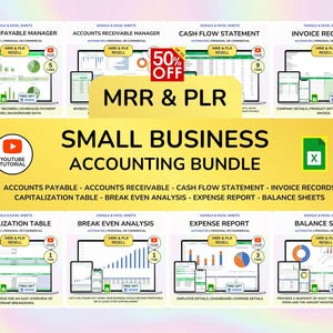 Small Business Accounting Spreadsheet Bookkeeping Cash Flow Statement Break Even Analysis Invoice Expense Cap Table Balance Sheet Excel