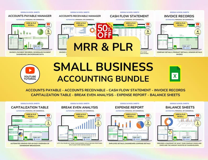 Small Business Accounting Spreadsheet Bookkeeping Cash Flow Statement Break Even Analysis Invoice Expense Cap Table Balance Sheet Excel