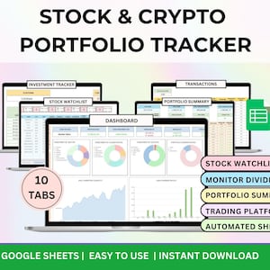 Trading Journal, Dividend Tracker, Stock & Crypto Portfolio Spreadsheet, Investment Dashboard, Trading Tracker