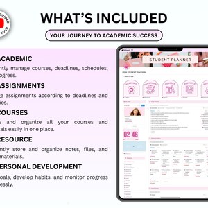Ultimate Pink Notion Student Planner 2026 ADHD University Dashboard Aesthetic Student Planner School Planner Academic Planner