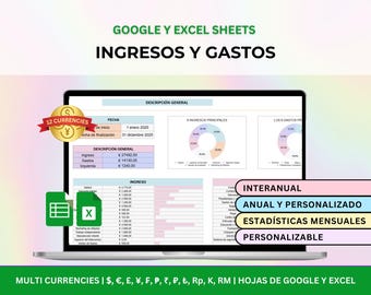 Rastreador de Ingresos y Gastos, Planificador Financiero Personal, Hoja de Cálculo para Excel, Control Financiero Personal