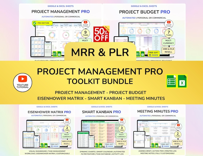 PLR Project Management Project Budget Project Planner Gantt Chart ...