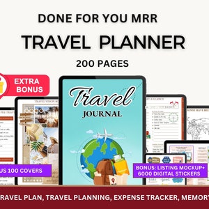 MRR Plr Travel Planner, Plr Travel, PLR Digital Planner, PLR Canva, Done for You, Digital product, Plr Hyperlinked Travel Planners