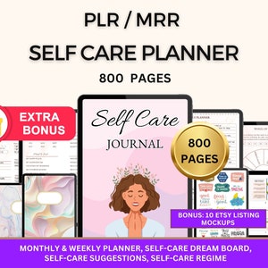 PLR Self Care Planner Self Care Journal Simple Self planner MRR Planner self care tracker self care wheel self care healing Plr journal