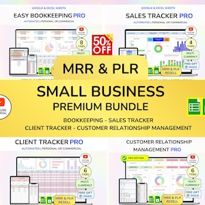 PLR Small Business Spreadsheet CRM Business Tracker Business Spreadsheet Bookkeeping Sales Tracker Business Planner Business Expense