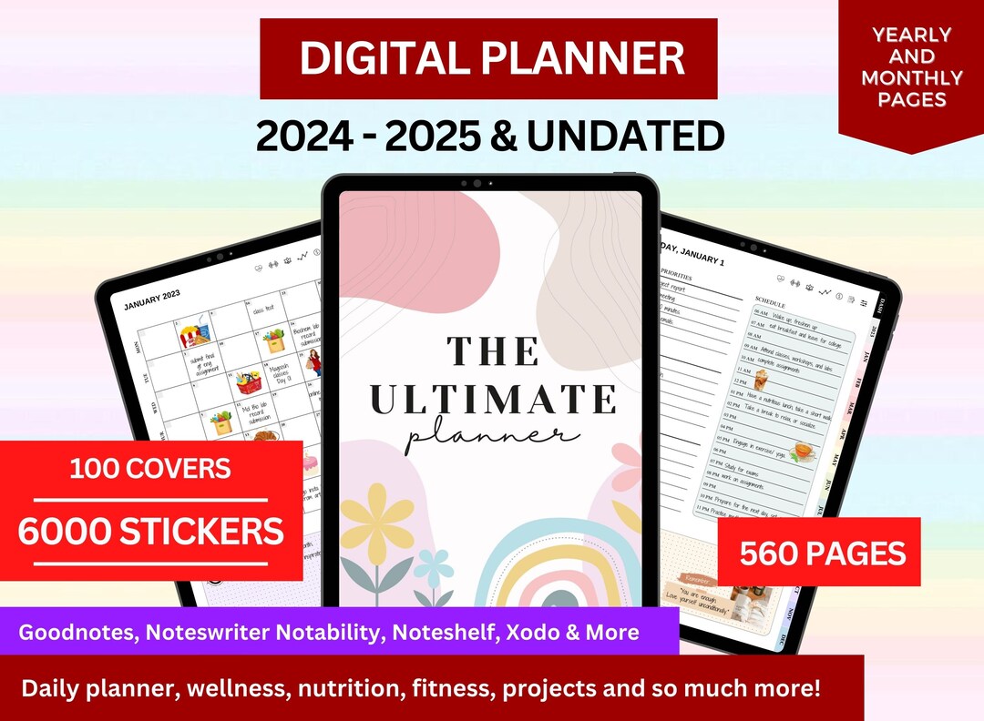 Premium Digital Planner 2024 2025 Undated Goodnotes Planner, iPad ...