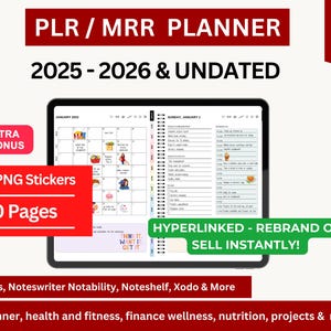 MRR PLR Planner 2025- 2026, MRR Planner Dfy Planner Master Resell Rights, Plr Planner, Plr Journal, Resell Planners, Ipad Digital Planner