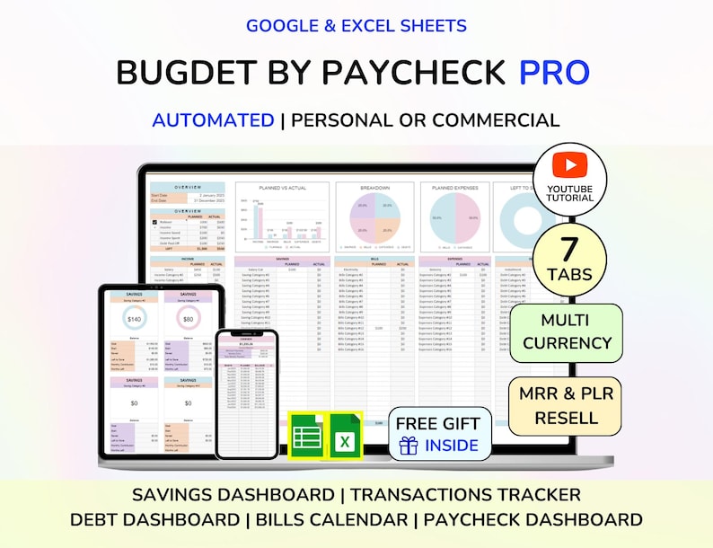 PLR Budget Package Budget Template Resell PLR Digital Planner PLR Budget Plr Google Sheet Reseller Spreadsheet Plr Planner Plr Product imagen 8