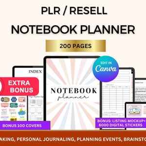PLR Notebook Planner, PLR Journal, Resell Planners, Plr Digital Planner, PLR Canva Planner, Notebook Journal, Digital Notebook