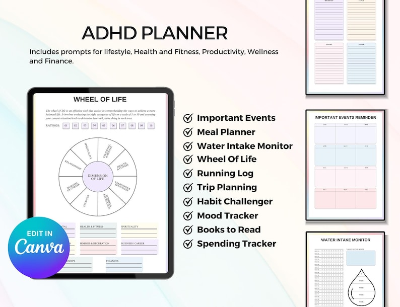 PLR Adhd Resell PLR MRR planner Neurodivergent Planner Attenten Deficit planner Digital Planner Bundle Plr Productivity planner image 10