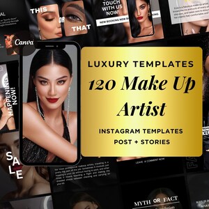 Plantillas de Instagram para maquilladores / Plantillas MUA / Plantillas de publicaciones de Instagram de maquillaje / Plantillas de salones de belleza / Publicaciones en redes sociales Canva