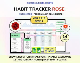 PLR Habit Tracker Digitales Produkt Habit Tracker Planer Habit Tracker Kalender Kalender Habit Tracker Digital Download MRR