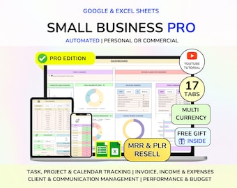 PLR Small Business Digital Product Bookkeeping Tracker Task & Invoice Tracker Financial Planner Client Tracker Digital Download