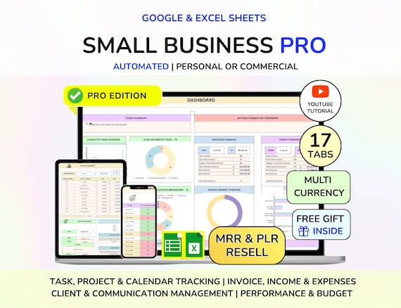 PLR Small Business Digital Product Bookkeeping Tracker Task & Invoice Tracker Financial Planner Client Tracker Digital Download
