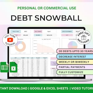 Debt Snowball Excel Spreadsheet Google Sheets Debt Tracker Template Digital Debt Payment Tracker Debt Payoff Planner Excel Templates