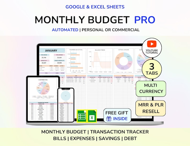 PLR Budget Package Budget Template Resell PLR Digital Planner PLR Budget Plr Google Sheet Reseller Spreadsheet Plr Planner Plr Product imagen 5