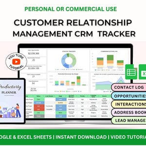 CRM Excel Template Customer Relationship Management Spreadsheet CRM Tracker Crm Dashboard CRM Google sheets