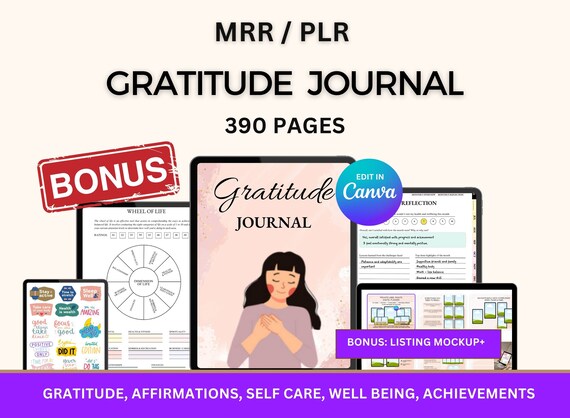 Gratitude Planner, Gratitude Goodnotes, Gratitude Journal, Minimalist Planner, PLR Planner, Plr Journals, Done for you, Dfy Journal