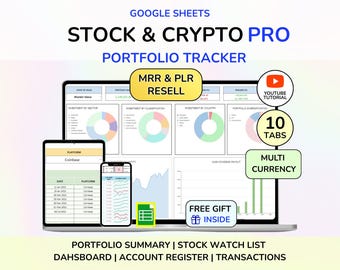 PLR Trading Journal, Dividend Tracker, Stock & Crypto Portfolio Spreadsheet, Investment Dashboard, Trading Tracker