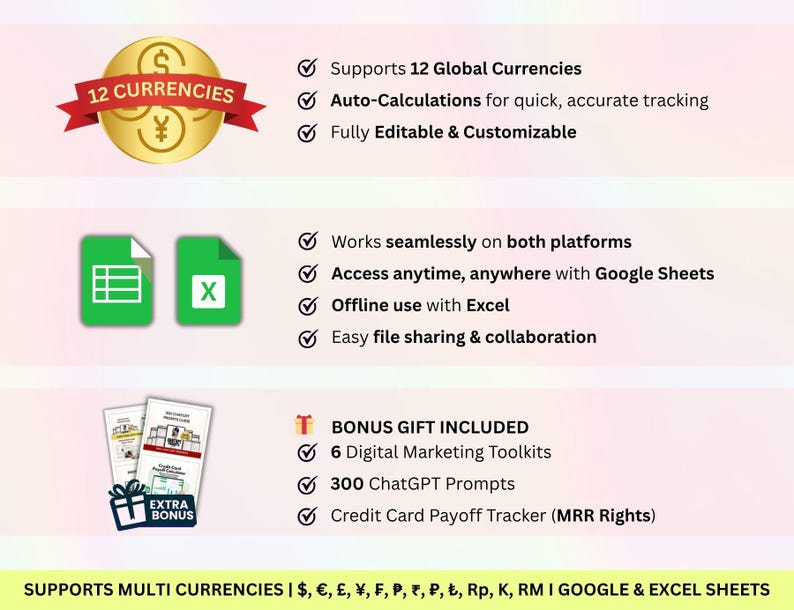 PLR Spreadsheet PLR Google Sheets Digital Product Digital Download Excel MRR Budget Reseller Spreadsheet Plr Budget Template Resell image 11