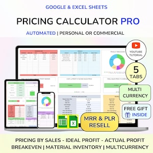PLR Product Pricing Template Price List Tracker Price Sheet Template Profit Margin Calculator Small Business Profit Margin