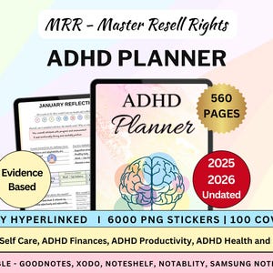PLR Adhd Planner 2025 2026, Adhd ipad planner, Adhd planner adult, Plr adhd planner, Neurodivergent Adhd, Adhd workbook, Adhd Calendar