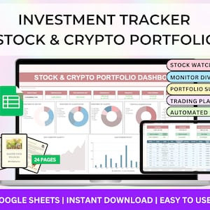 Investment Tracker, Dividend Tracker, Trading Journal, Stock Portfolio Spreadsheet, Crypto Spreadsheet