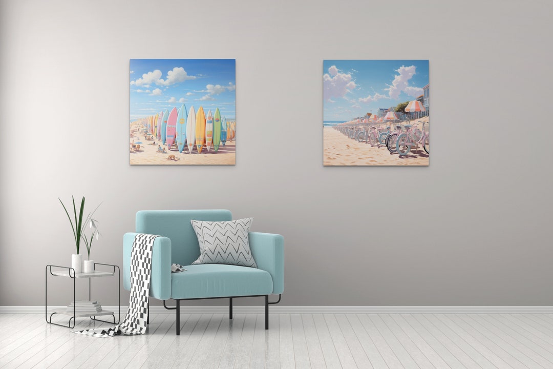 Retro Beach Art Surfboards Printable Art Beach Life Digital Etsy